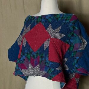 Colorful Patchwork Poncho Top